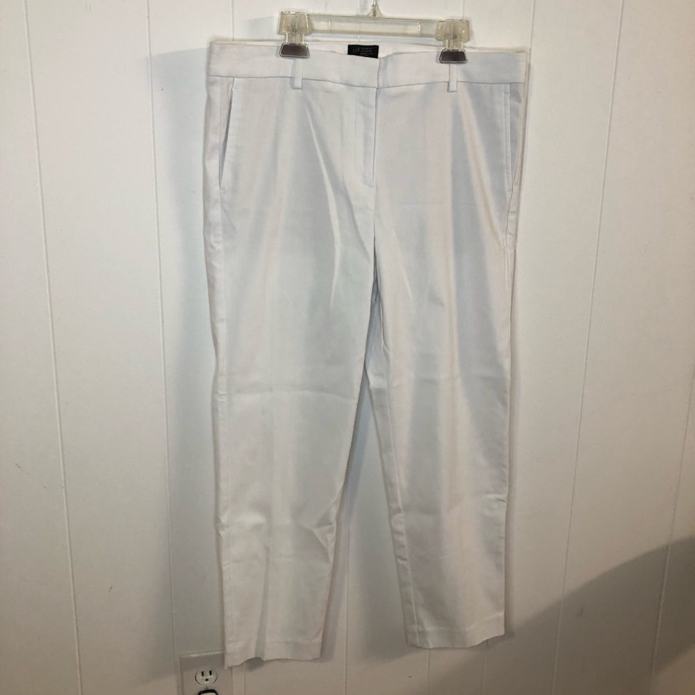 J. Jill Wearever Collection White Refined Woven Trousers Ankle 12P